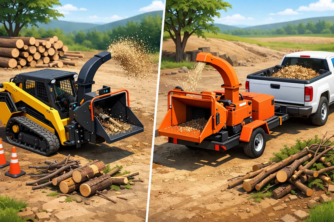 Skid Steer Chipper vs Tow Behind