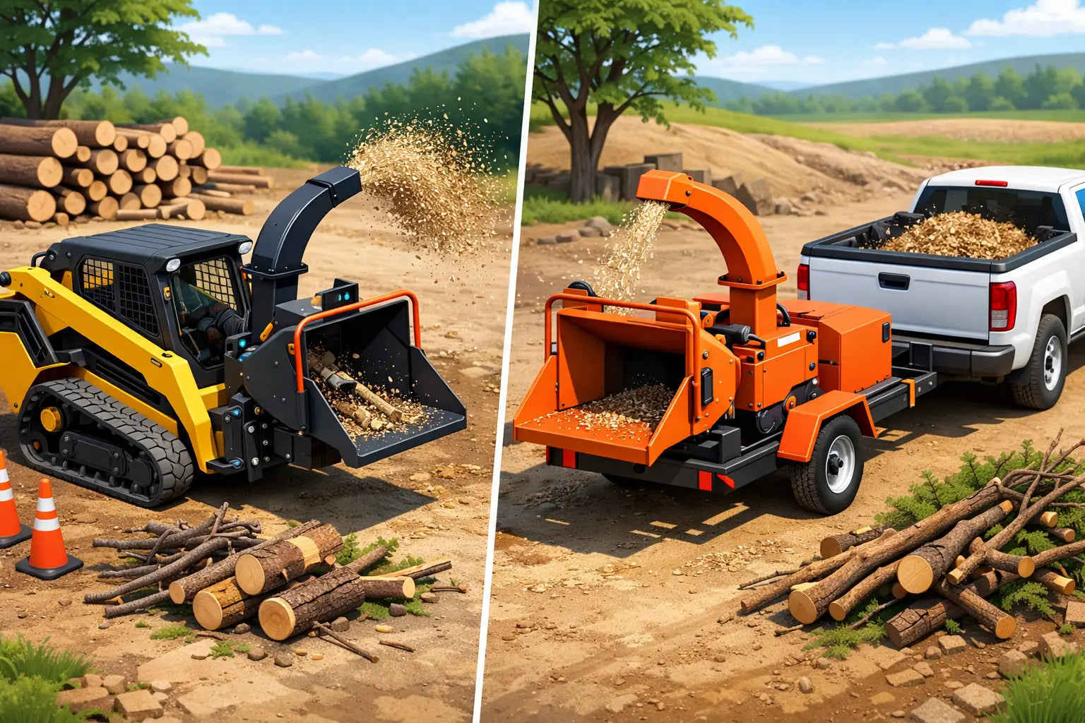 Skid Steer Chipper vs Tow Behind
