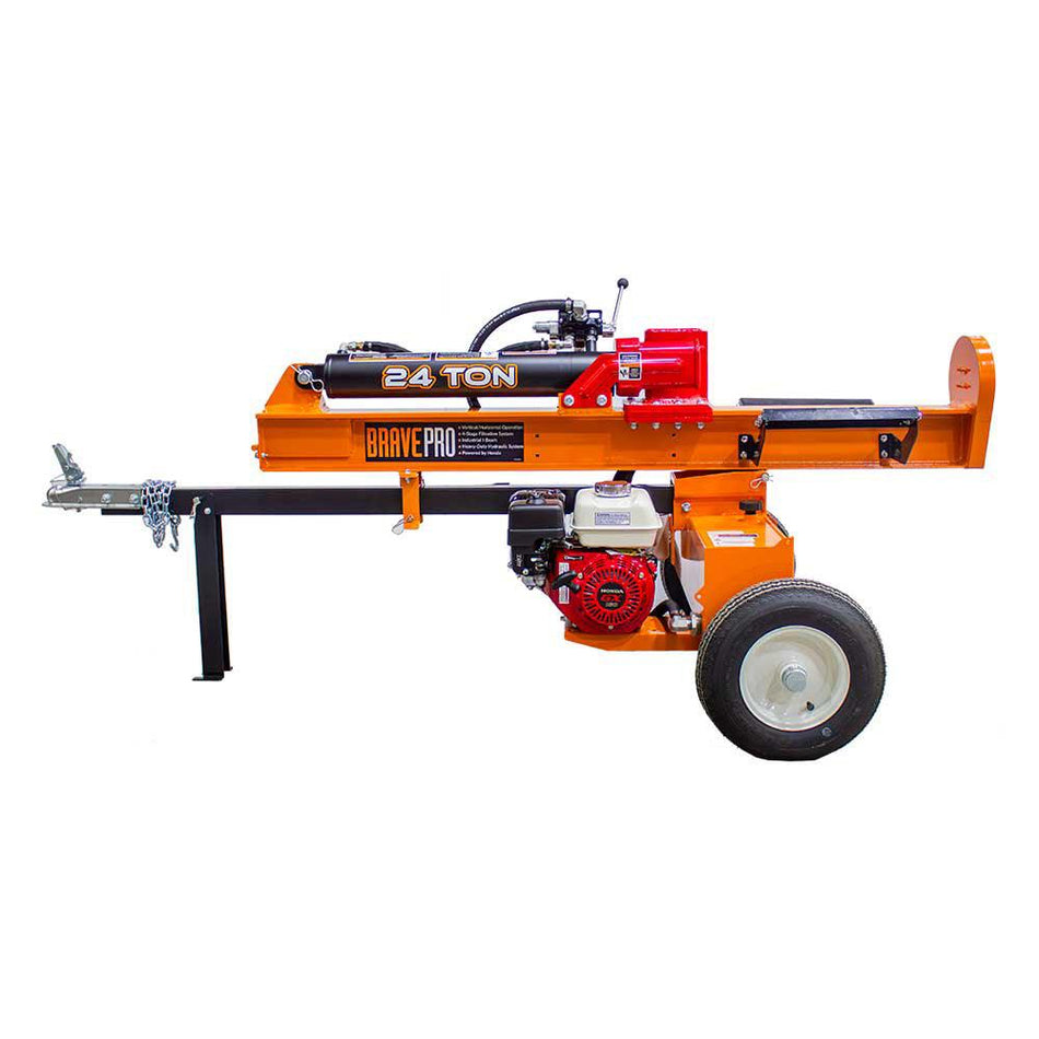 BravePro 24-Ton Commercial Gas Log Splitter | Honda GX160 Engine, Horizontal & Vertical, 13-Second Cycle