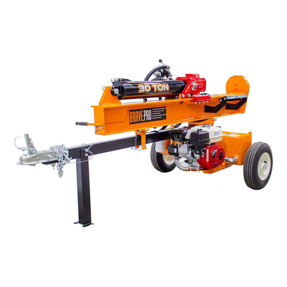 BravePro 30-Ton Commercial Gas Log Splitter | Honda GX200 Engine, Horizontal & Vertical, 14-Second Cycle