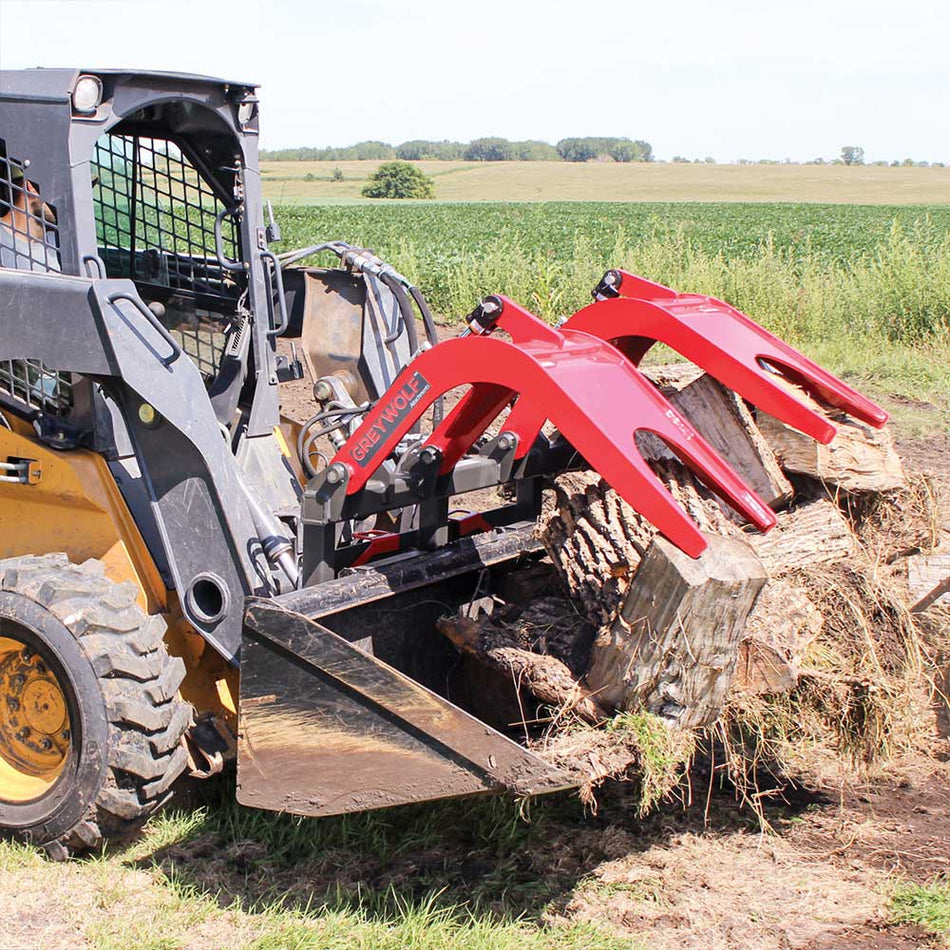 GREYWOLF Double Grapple | Quick Attach Skid Steer Attachment, Heavy-Duty Log & Brush Handling