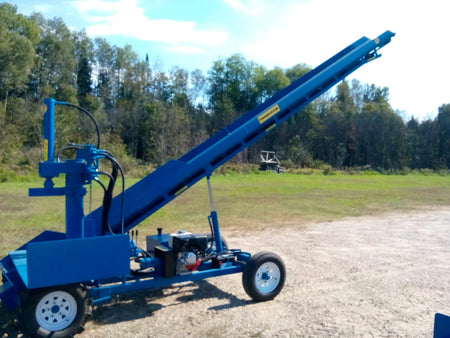Powersplit International Single Vertical Log Splitter with Conveyor | 34-Ton Heavy Duty Model, 20HP Honda - Log Bear Works