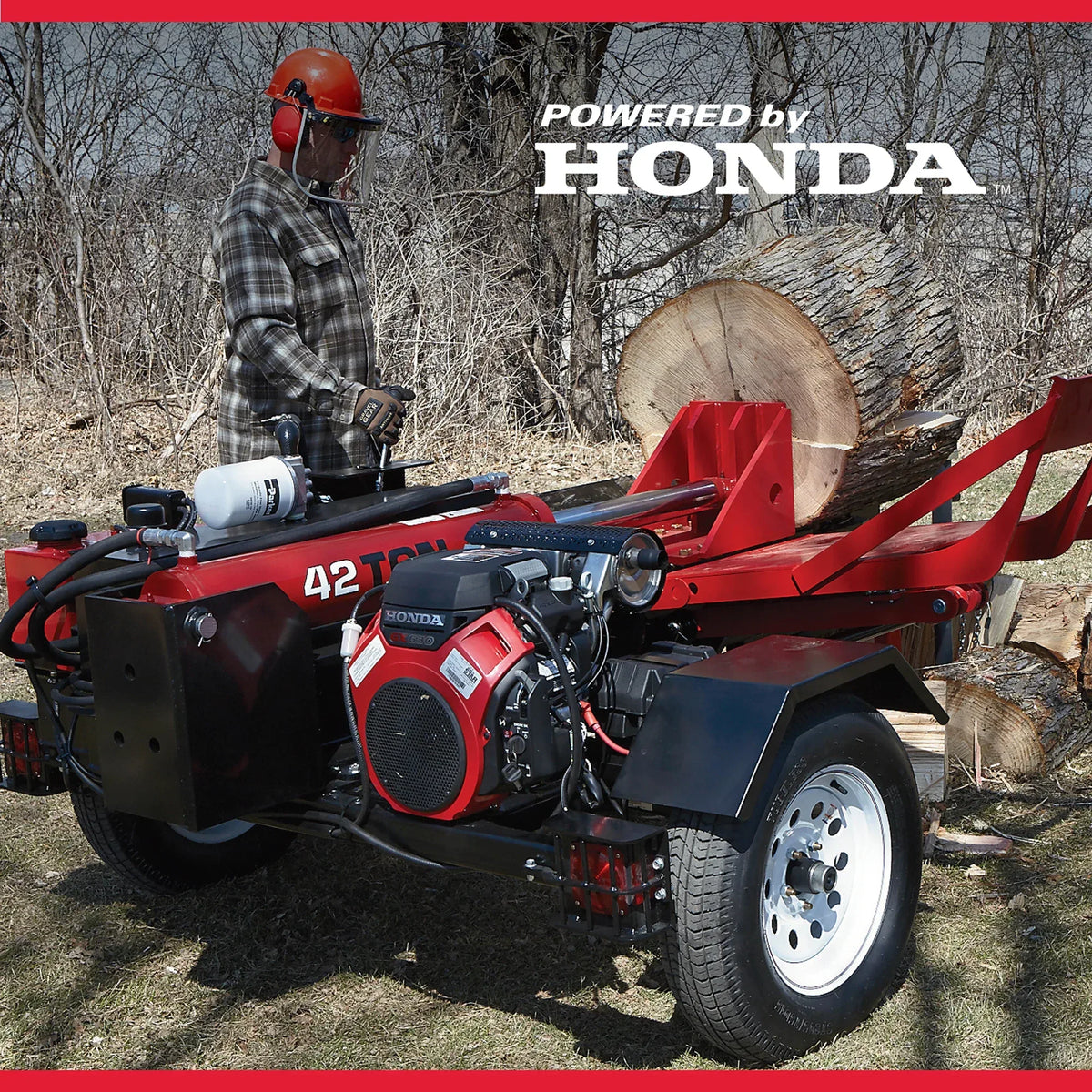 NorthStar 42-Ton Horizontal Log Splitter with Log Lift | Honda GX630, Hydraulic 4-Way Wedge - Log Bear Works