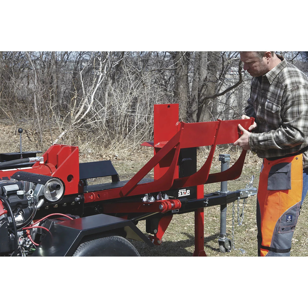 NorthStar 42-Ton Horizontal Log Splitter with Log Lift | Honda GX630, Hydraulic 4-Way Wedge - Log Bear Works