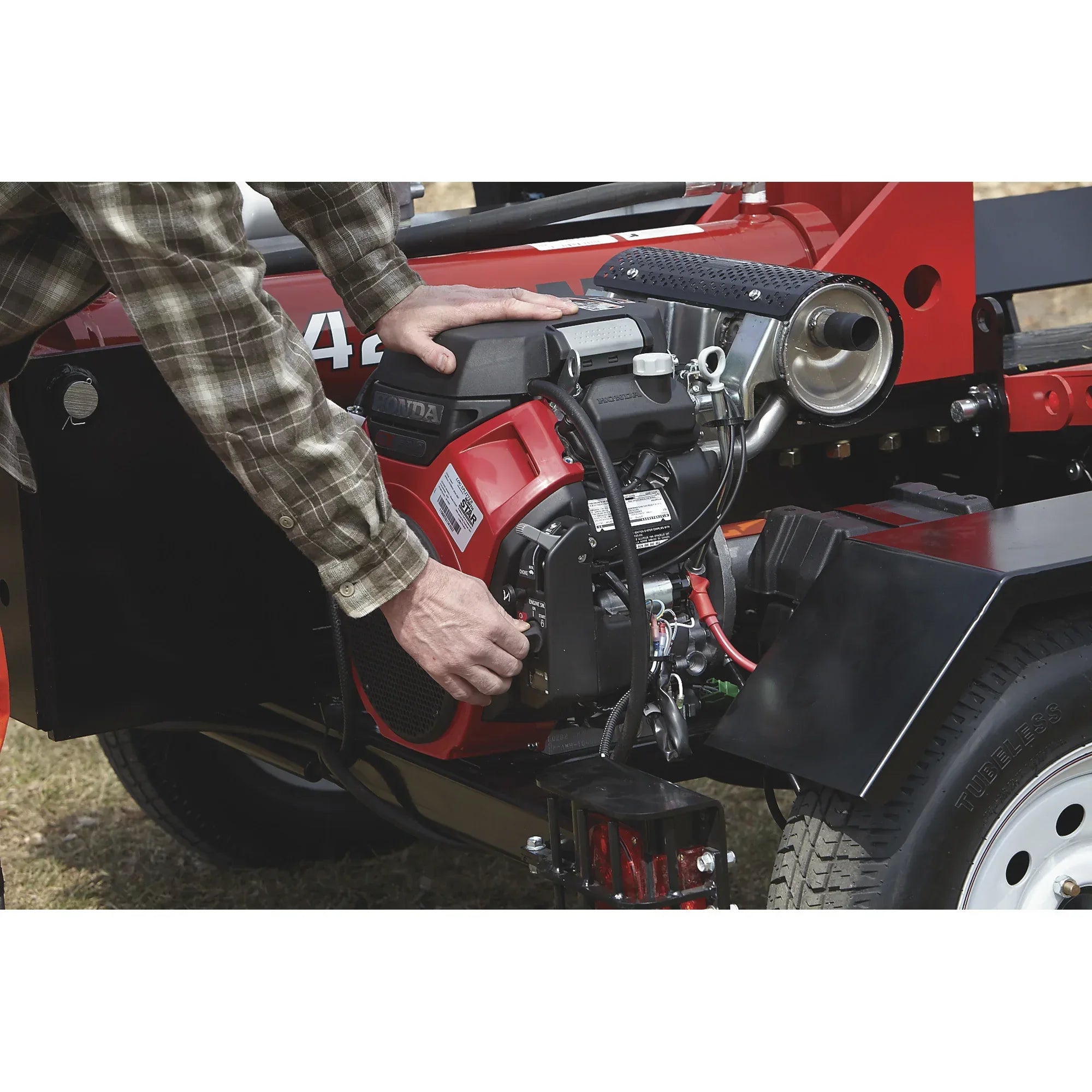 NorthStar 42-Ton Horizontal Log Splitter with Log Lift | Honda GX630, Hydraulic 4-Way Wedge - Log Bear Works