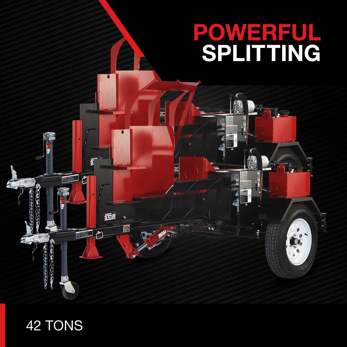 NorthStar 42-Ton Horizontal Log Splitter with Log Lift | Honda GX630, Hydraulic 4-Way Wedge - Log Bear Works