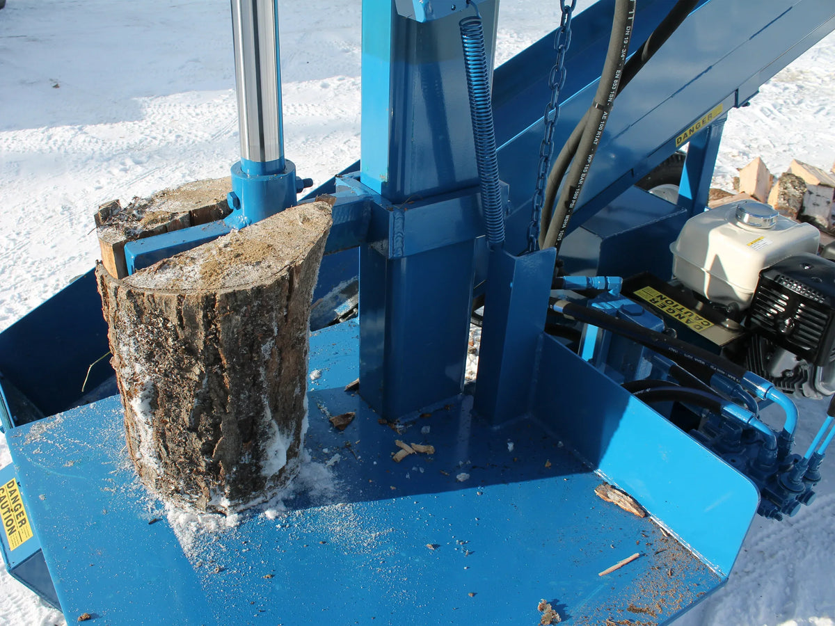 Powersplit International Single Vertical Log Splitter with Conveyor | 34-Ton Heavy Duty Model, 20HP Honda - Log Bear Works