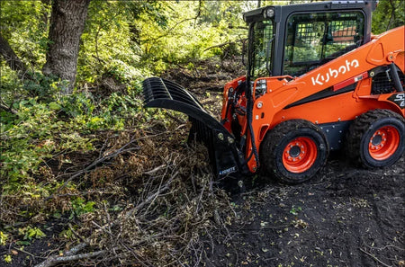 Ignite Attachments 78-Inch Rake Grapple | Heavy-Duty 2-in-1 Skid Steer Attachment for Debris Clearing & Loading - Log Bear Works