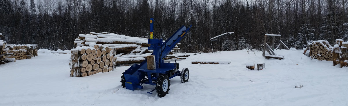 Powersplit International Single Vertical Log Splitter with Conveyor | 34-Ton Heavy Duty Model, 20HP Honda - Log Bear Works