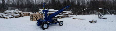 Powersplit International Single Vertical Log Splitter with Conveyor | 34-Ton Heavy Duty Model, 20HP Honda - Log Bear Works