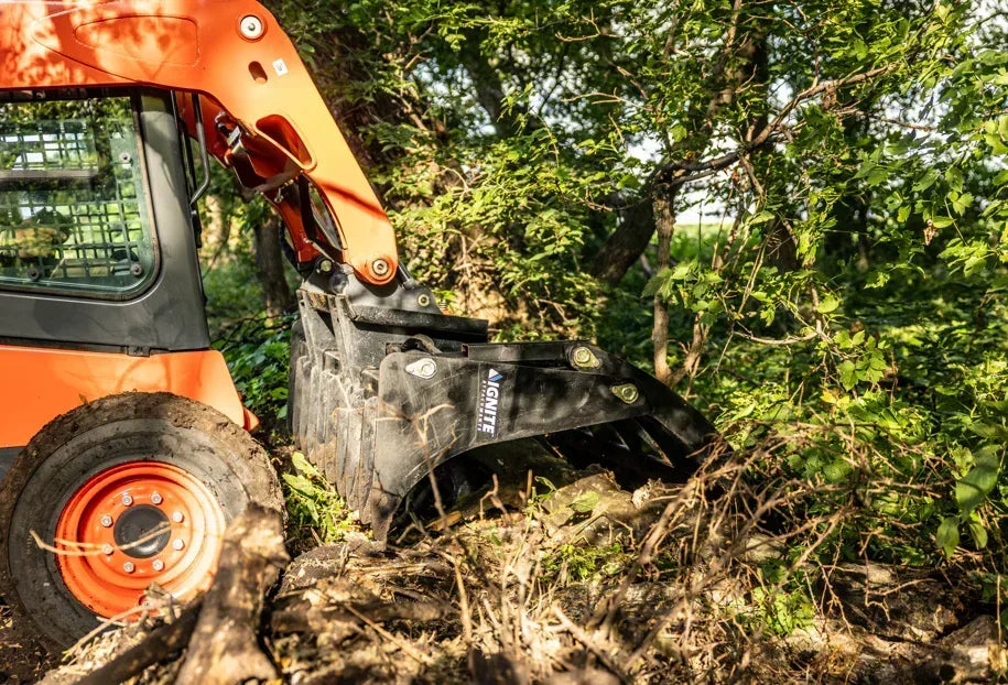 Ignite Attachments 78-Inch Rake Grapple | Heavy-Duty 2-in-1 Skid Steer Attachment for Debris Clearing & Loading - Log Bear Works