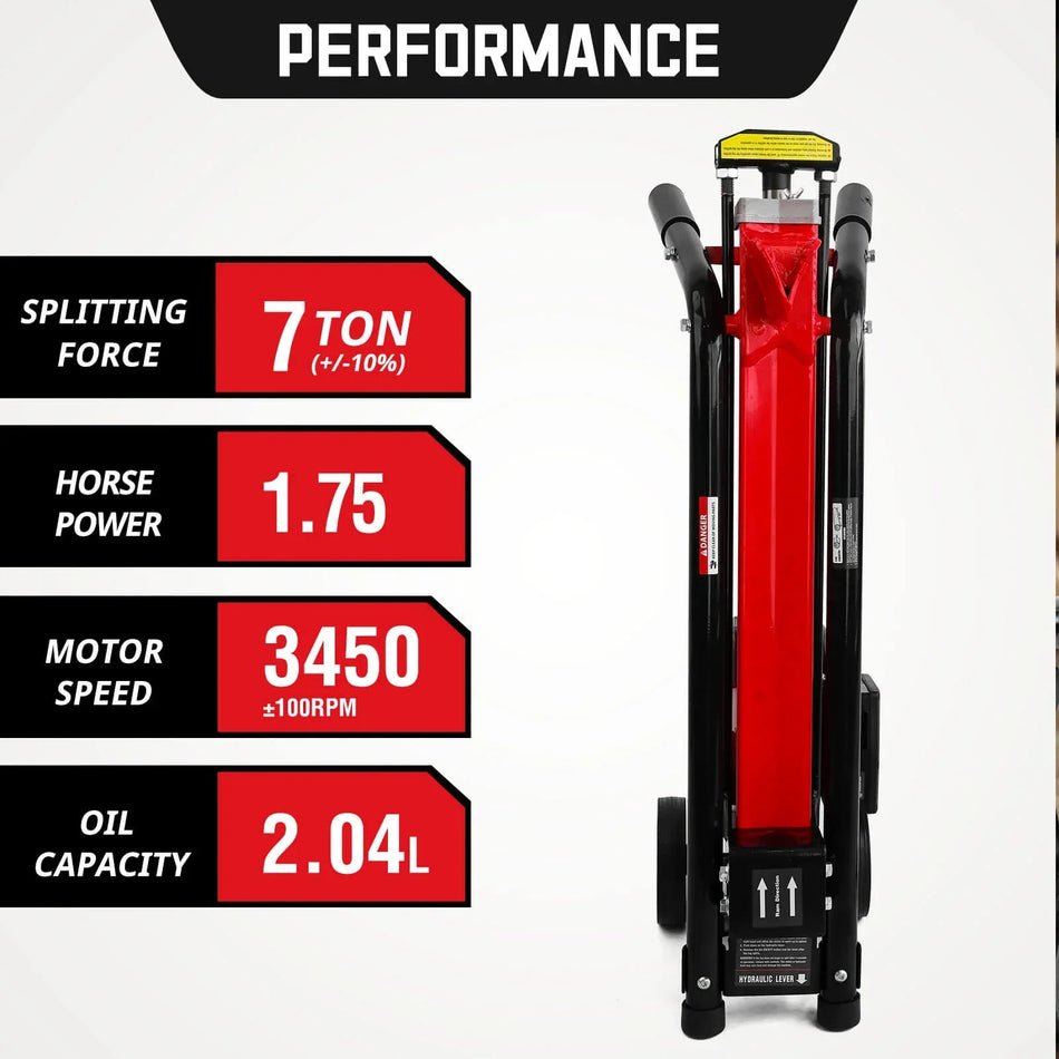 Powersmart 7-Ton 15Amp Electric Wood Log Splitter DB6407 - Log Bear Works