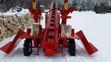 Powersplit International Double Vertical Log Splitter with Conveyor | 34-Ton Heavy Duty Model, 24HP Honda - Log Bear Works