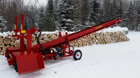 Powersplit International Double Vertical Log Splitter with Conveyor | 34-Ton Heavy Duty Model, 24HP Honda - Log Bear Works