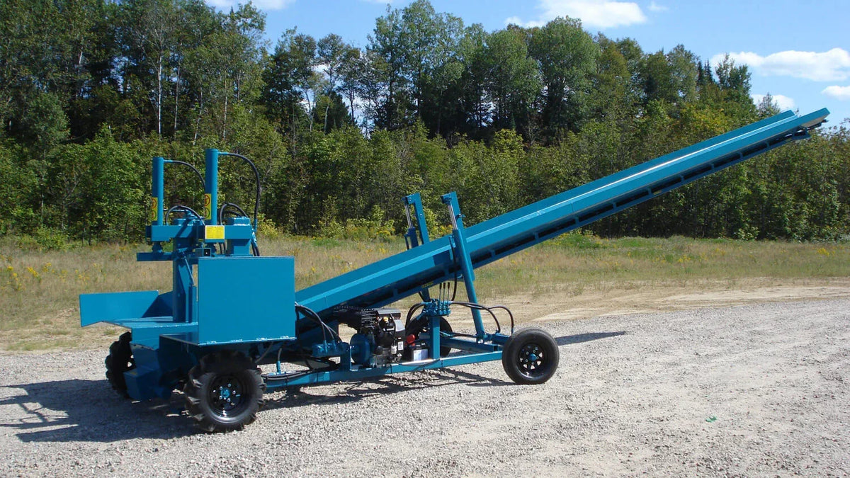 Powersplit International Double Vertical Log Splitter with Conveyor | 34-Ton Heavy Duty Model, 24HP Honda - Log Bear Works