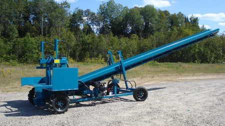 Powersplit International Double Vertical Log Splitter with Conveyor | 34-Ton Heavy Duty Model, 24HP Honda - Log Bear Works