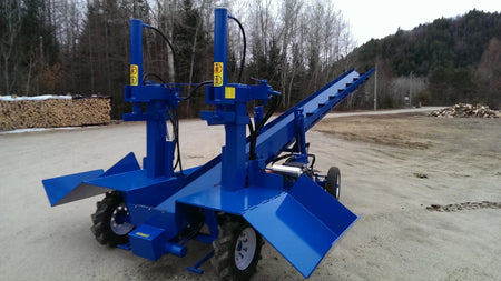 Powersplit International Double Vertical Log Splitter with Conveyor | 34-Ton Heavy Duty Model, 24HP Honda - Log Bear Works