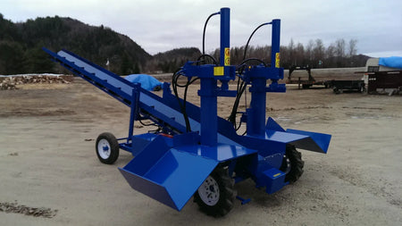 Powersplit International Double Vertical Log Splitter with Conveyor | 34-Ton Heavy Duty Model, 24HP Honda - Log Bear Works