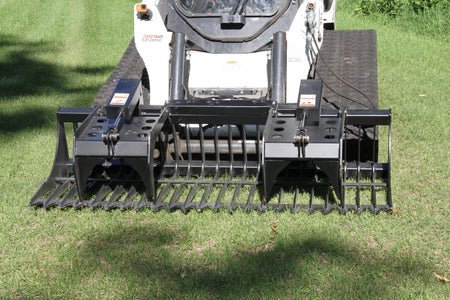 Quick Attach Skeleton Rock Bucket Grapple 925044 / 925045 / 925046 | Skid Steer Rock Bucket, 60 to 84-Inch, Grade 50 Steel - Log Bear Works
