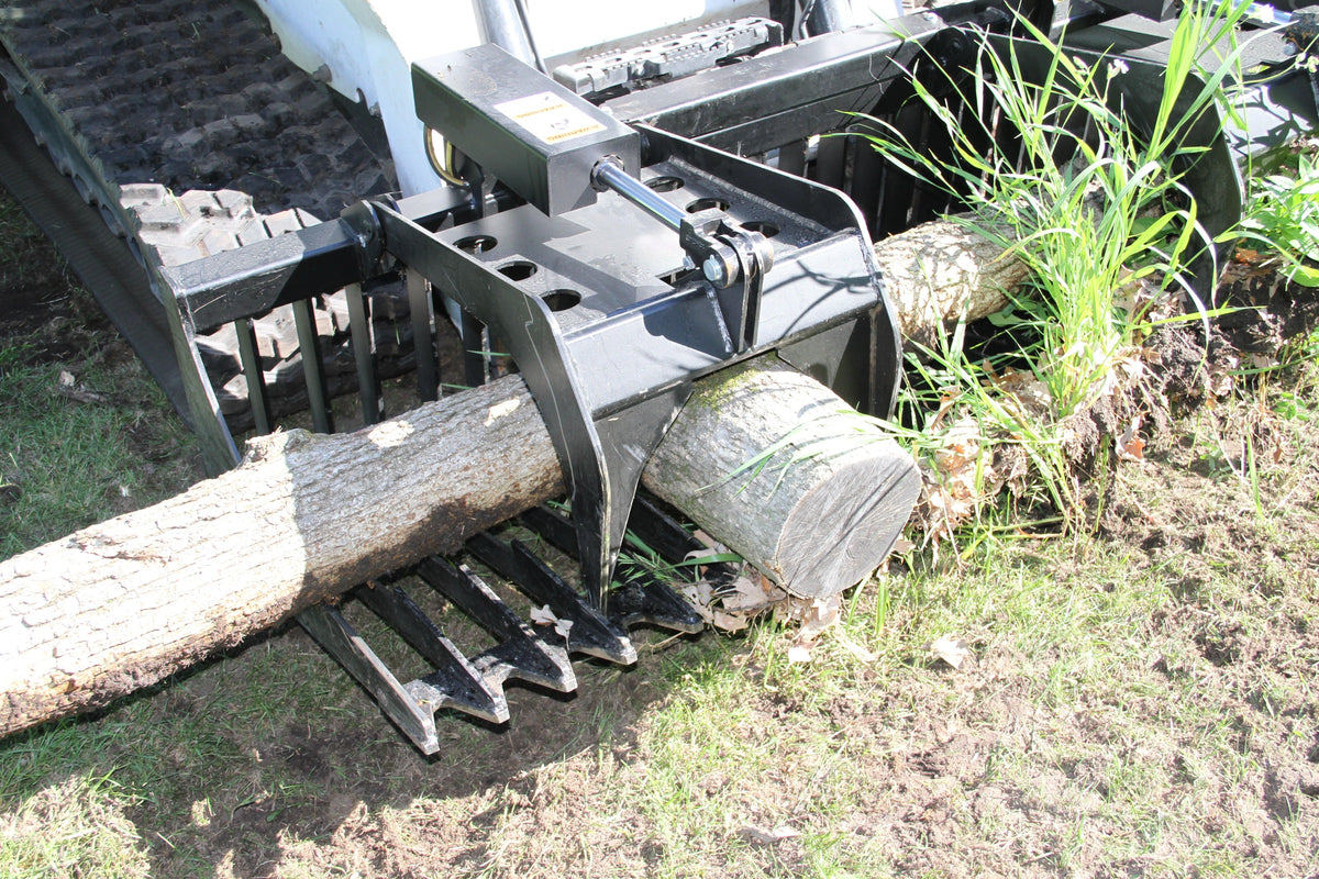 Quick Attach Skeleton Rock Bucket Grapple 925044 / 925045 / 925046 | Skid Steer Rock Bucket, 60 to 84-Inch, Grade 50 Steel - Log Bear Works