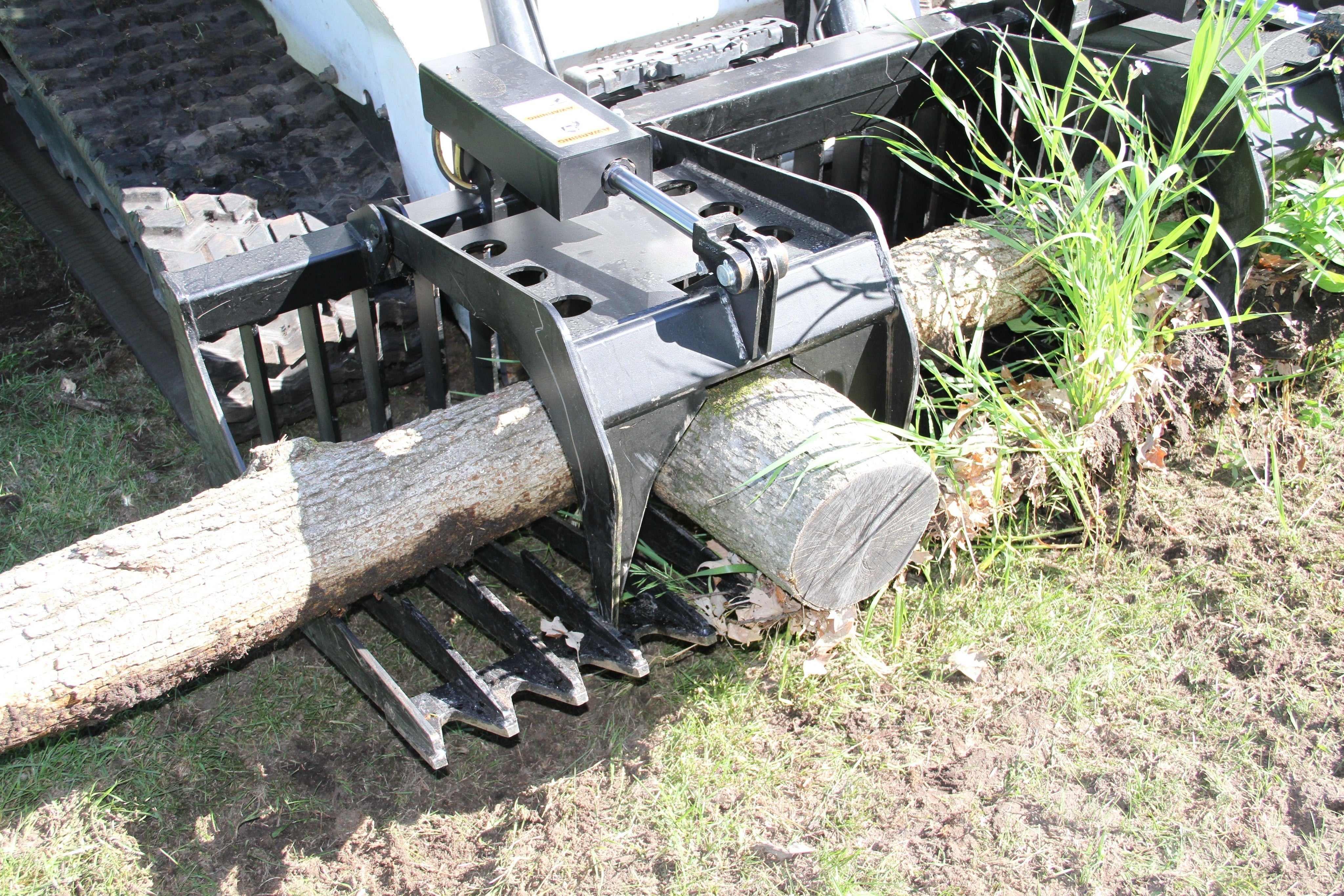 Quick Attach Skeleton Rock Bucket Grapple 925044 / 925045 / 925046 | Skid Steer Rock Bucket, 60 to 84-Inch, Grade 50 Steel - Log Bear Works