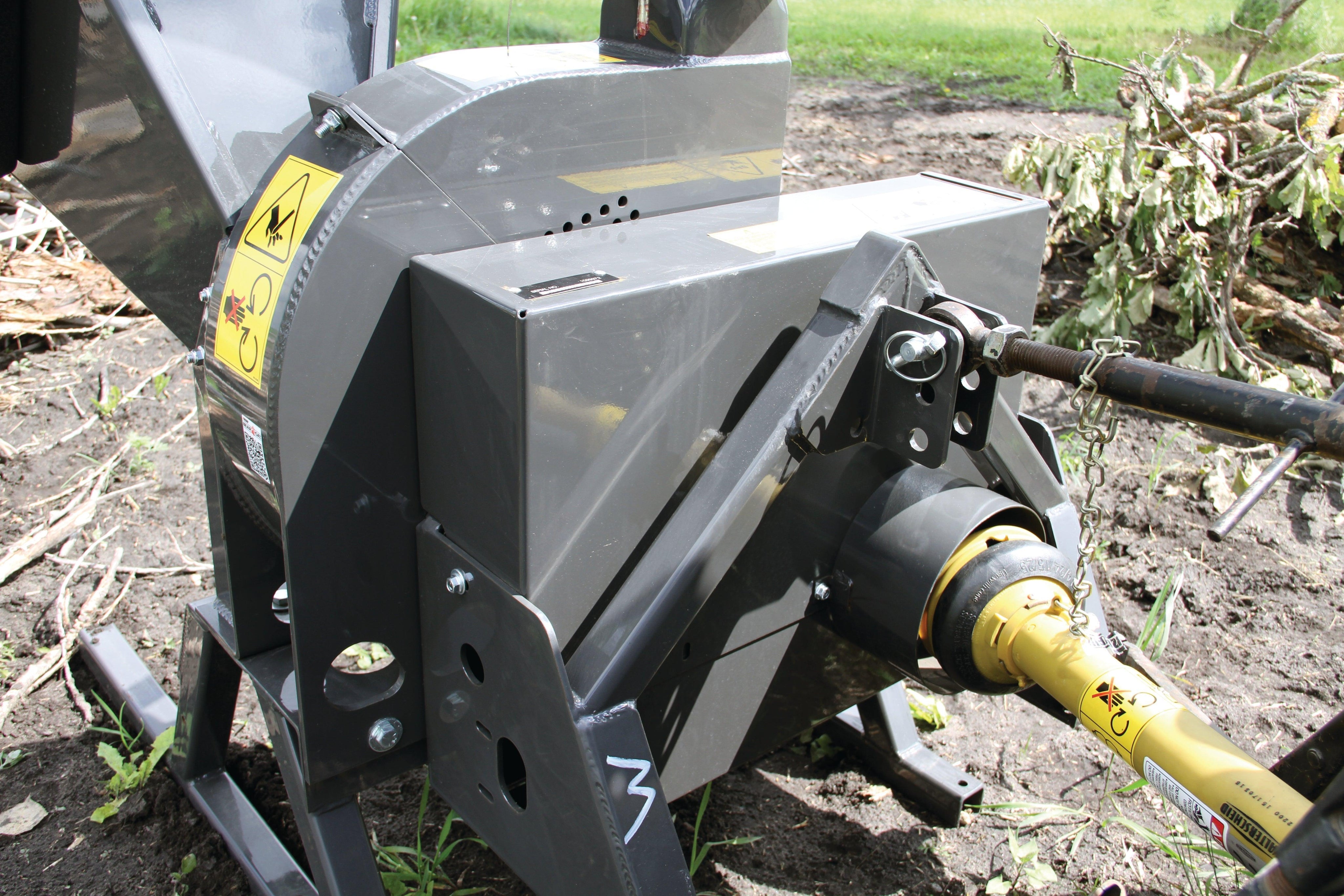 Quick Attach PTO Tractor Wood Chipper 920249 / 920250 | 5 & 9-Inch Capacity, 360° Discharge, CAT 1 Hitch - Log Bear Works