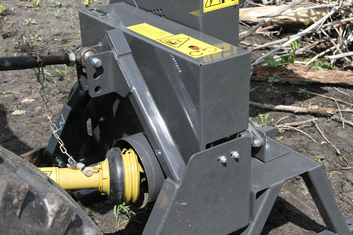 Quick Attach PTO Tractor Wood Chipper 920249 / 920250 | 5 & 9-Inch Capacity, 360° Discharge, CAT 1 Hitch - Log Bear Works