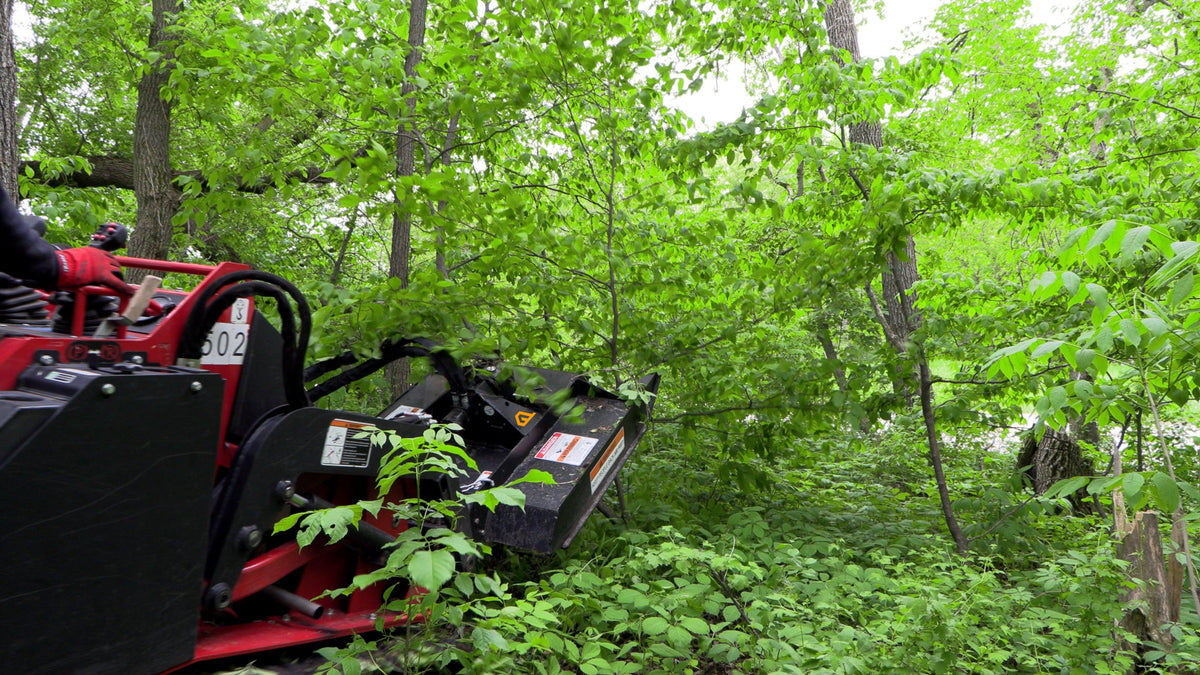 Quick Attach Brush Buster Mini 901756 | Mini Skid Steer Brush Cutter, 43.75-Inch Cutting Width, 7 Gauge Steel - Log Bear Works