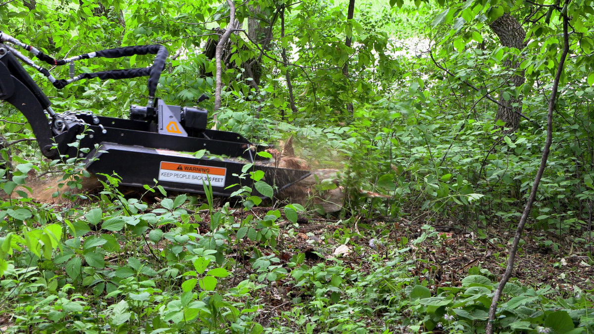 Quick Attach Brush Buster Mini 901756 | Mini Skid Steer Brush Cutter, 43.75-Inch Cutting Width, 7 Gauge Steel - Log Bear Works
