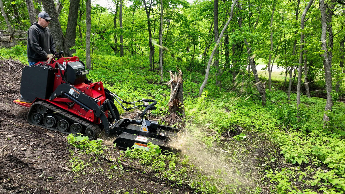 Quick Attach Brush Buster Mini 901756 | Mini Skid Steer Brush Cutter, 43.75-Inch Cutting Width, 7 Gauge Steel - Log Bear Works