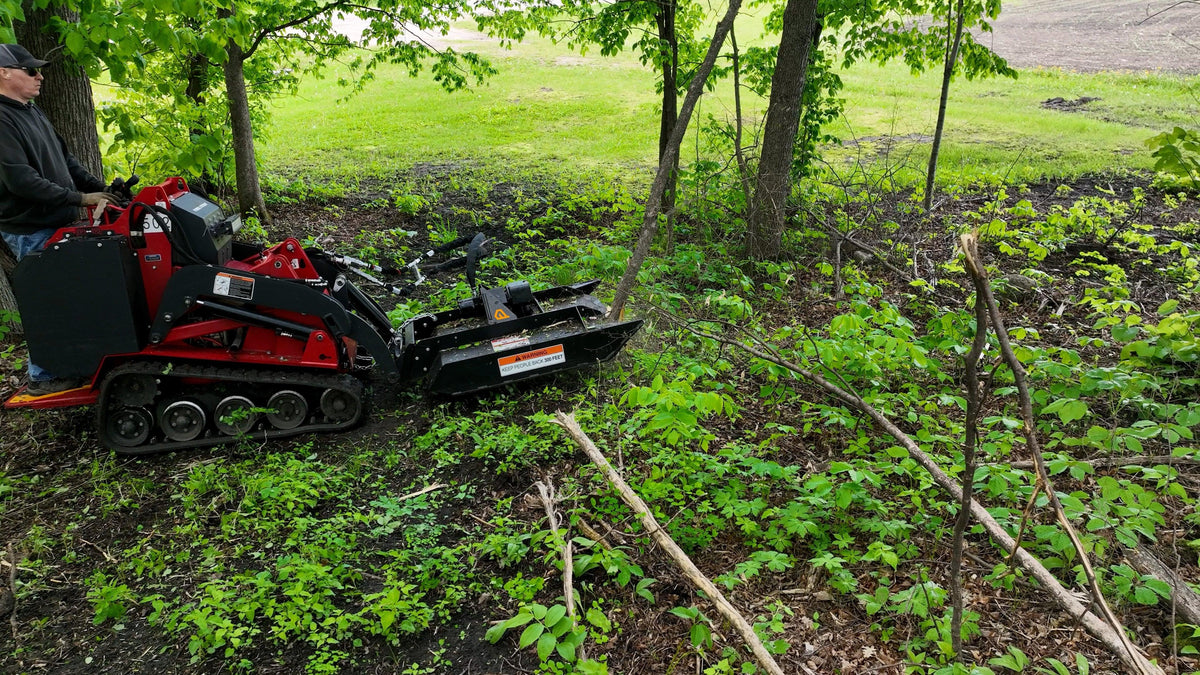 Quick Attach Brush Buster Mini 901756 | Mini Skid Steer Brush Cutter, 43.75-Inch Cutting Width, 7 Gauge Steel - Log Bear Works