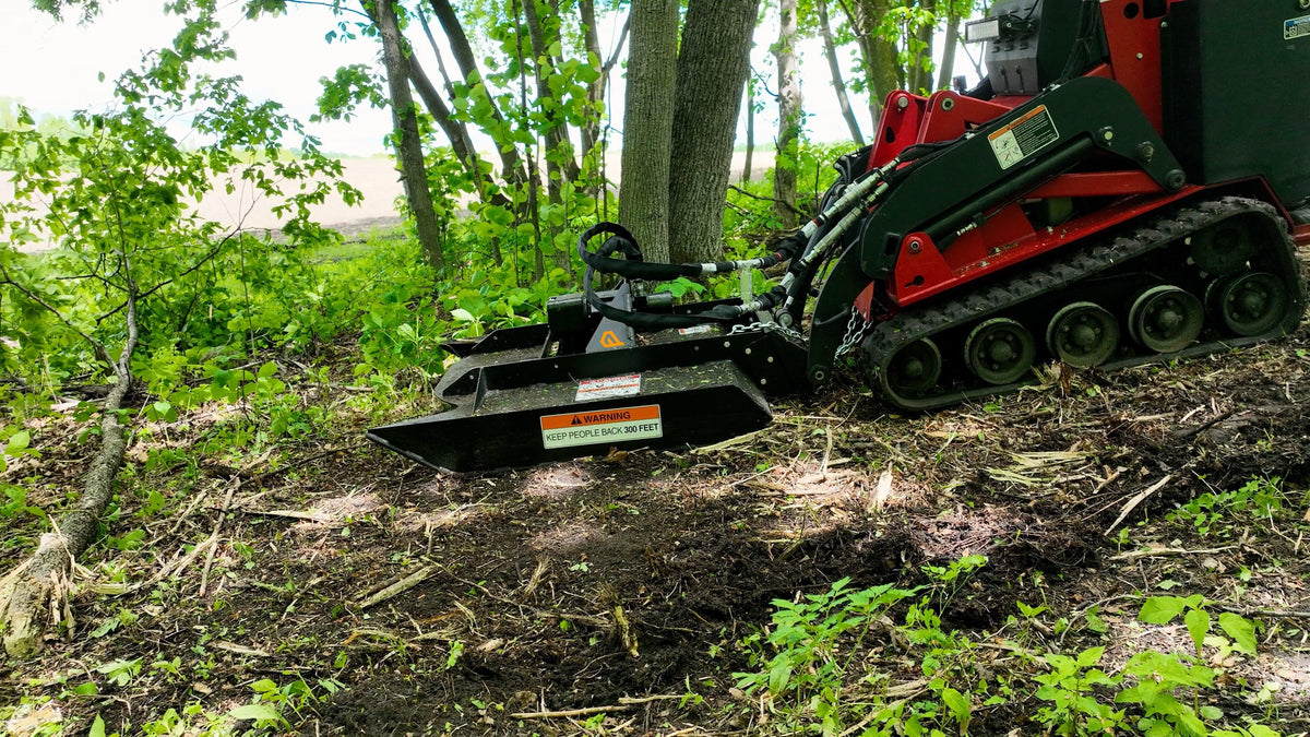 Quick Attach Brush Buster Mini 901756 | Mini Skid Steer Brush Cutter, 43.75-Inch Cutting Width, 7 Gauge Steel - Log Bear Works
