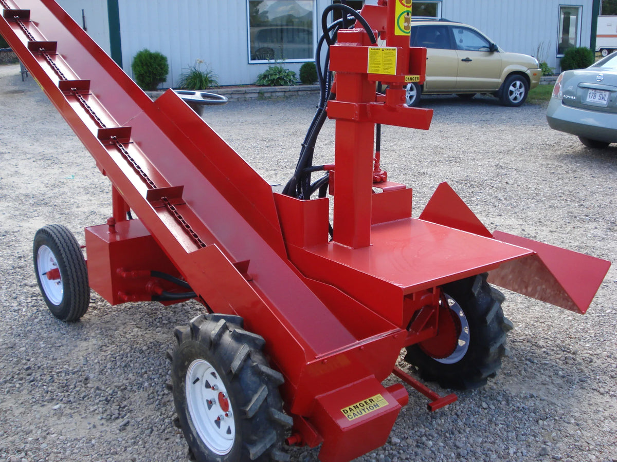 Powersplit International Single Vertical Log Splitter with Conveyor | 34-Ton Heavy Duty Model, 20HP Honda - Log Bear Works