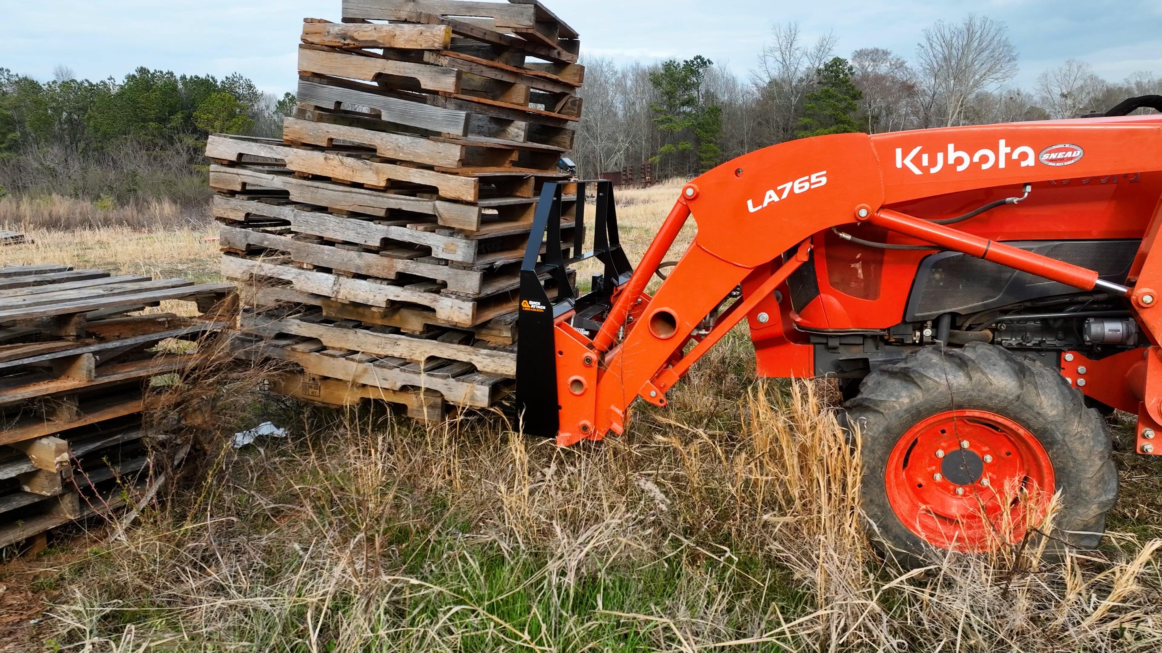 Quick Attach 42-Inch Tractor Pallet Forks 902141 | 2,200 LB Capacity, Adjustable, Heavy-Duty Material Handling - Log Bear Works