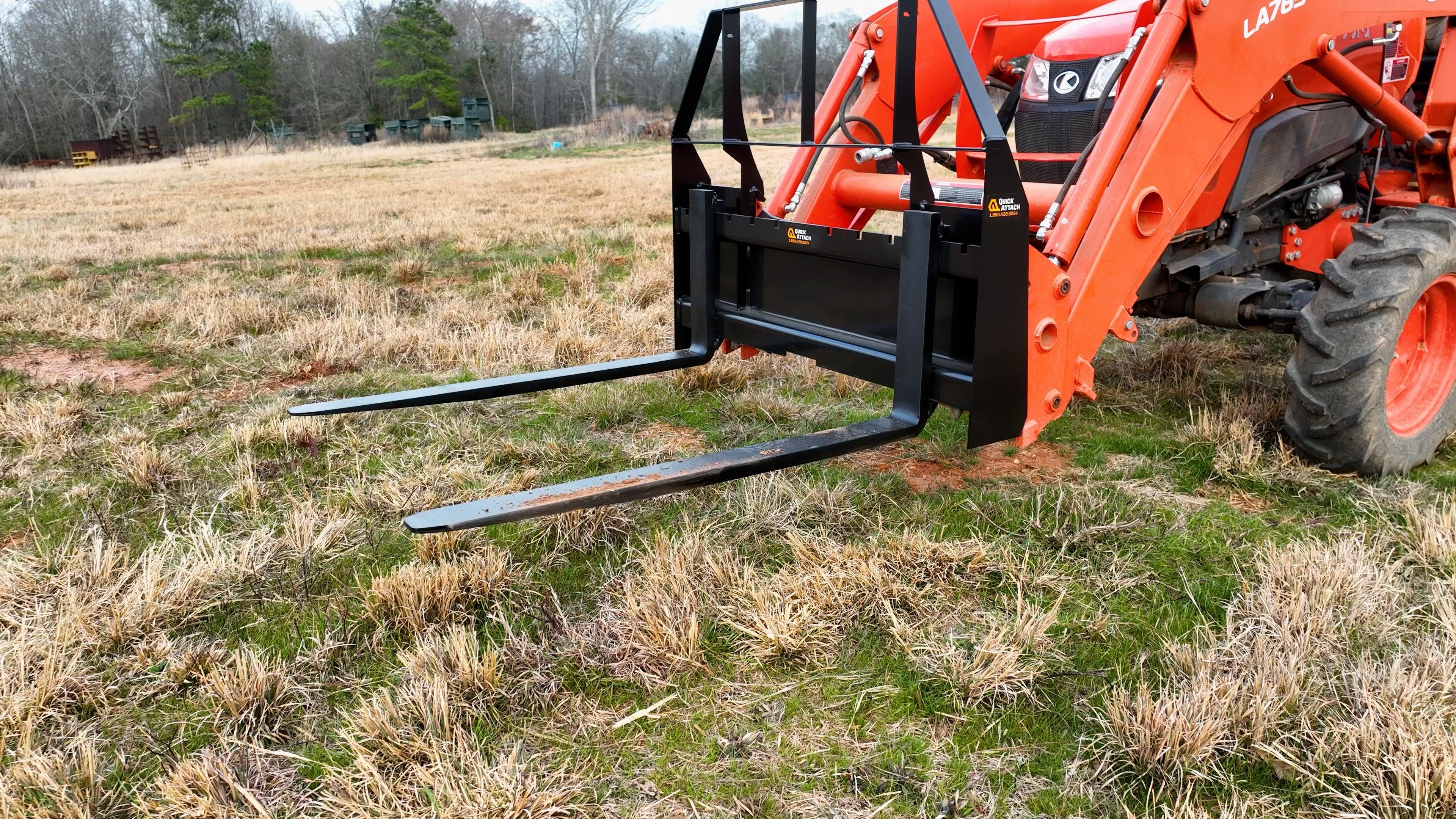 Quick Attach 42-Inch Tractor Pallet Forks 902141 | 2,200 LB Capacity, Adjustable, Heavy-Duty Material Handling - Log Bear Works
