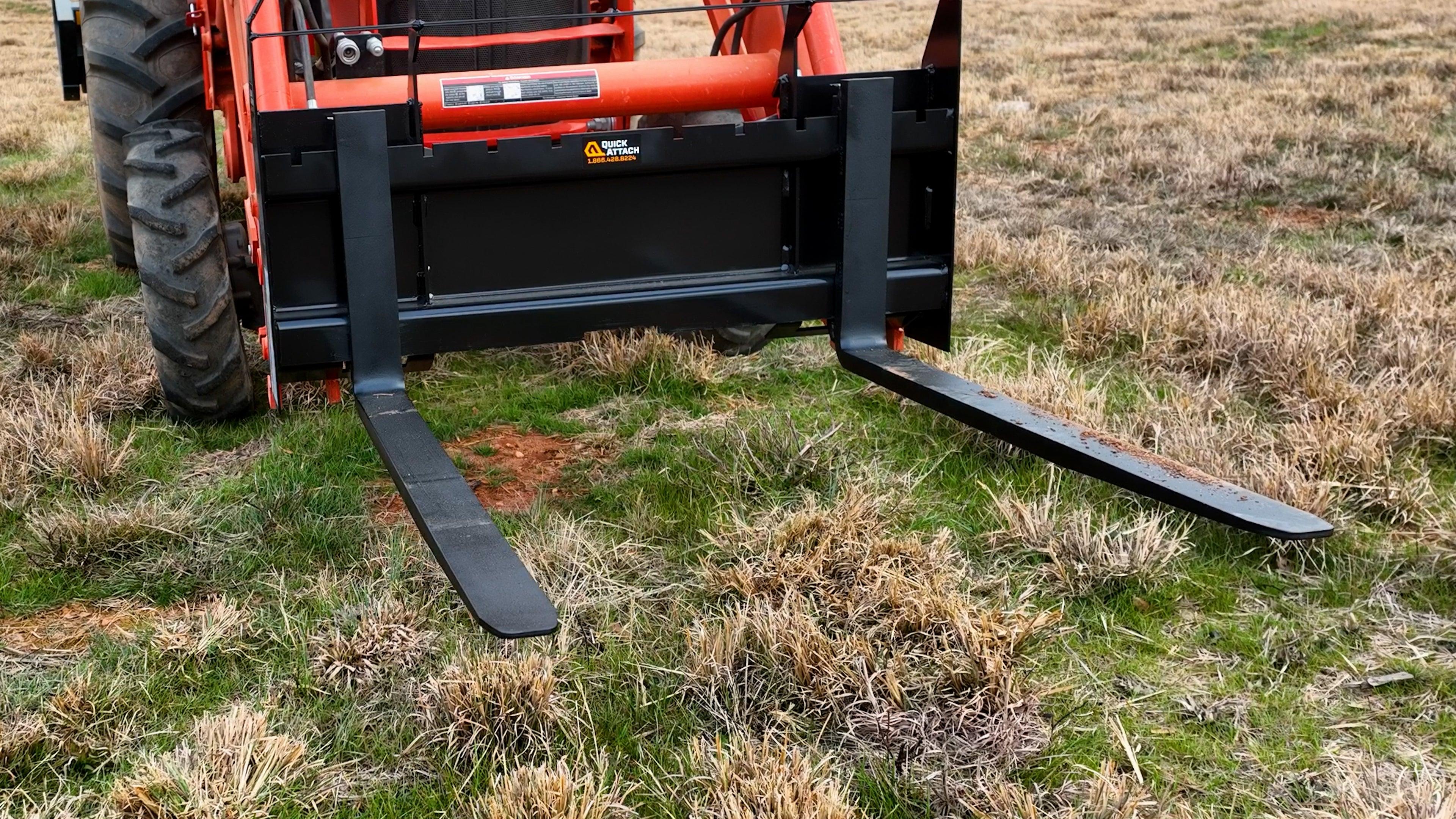 Quick Attach 42-Inch Tractor Pallet Forks 902141 | 2,200 LB Capacity, Adjustable, Heavy-Duty Material Handling - Log Bear Works