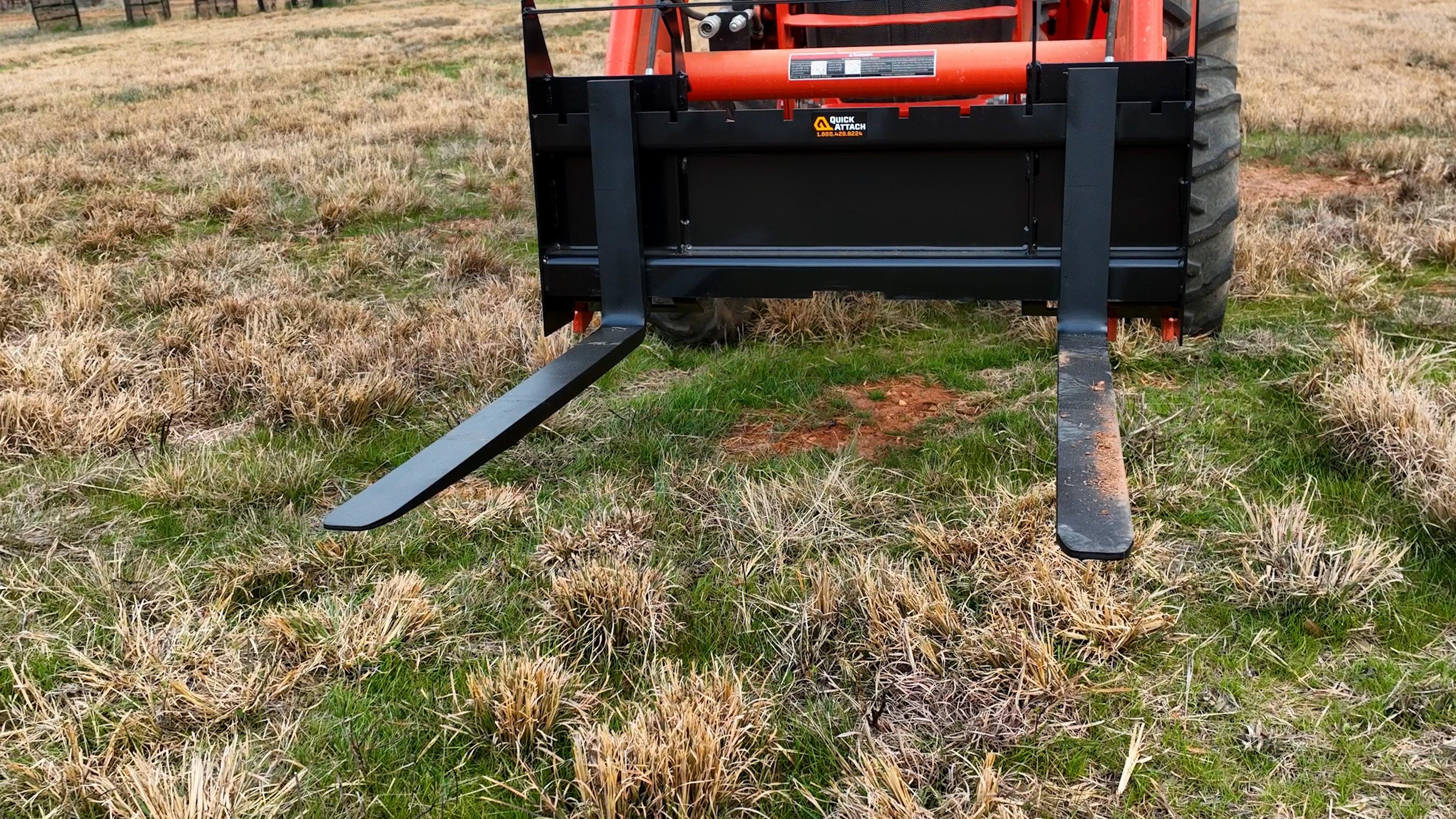 Quick Attach 42-Inch Tractor Pallet Forks 902141 | 2,200 LB Capacity, Adjustable, Heavy-Duty Material Handling - Log Bear Works