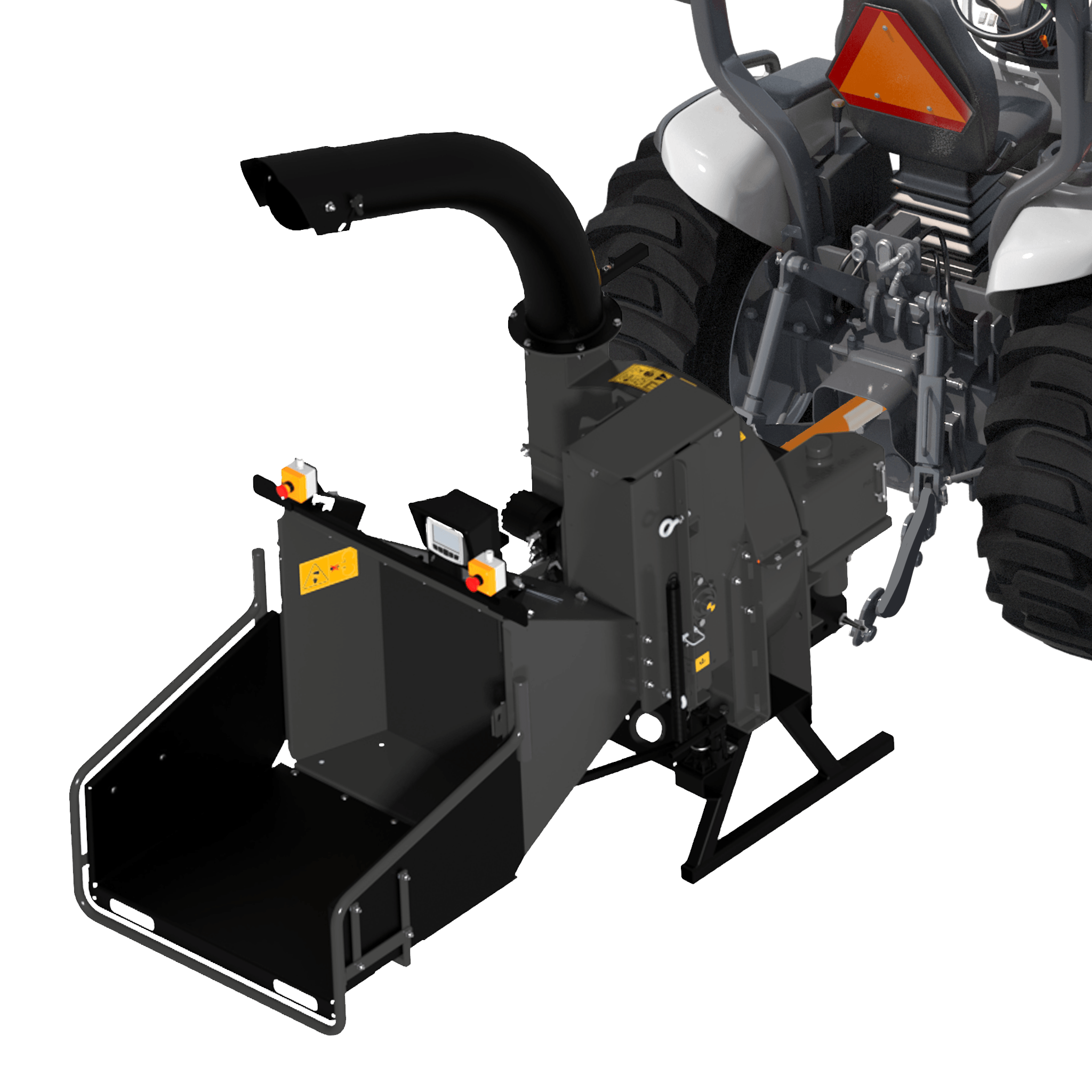 Quick Attach PTO Tractor Wood Chipper 920249 / 920250 | 5 & 9-Inch Capacity, 360° Discharge, CAT 1 Hitch - Log Bear Works