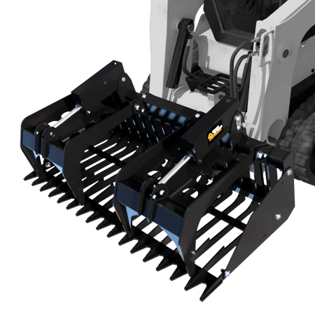 Quick Attach Skeleton Rock Bucket Grapple 925044 / 925045 / 925046 | Skid Steer Rock Bucket, 60 to 84-Inch, Grade 50 Steel - Log Bear Works