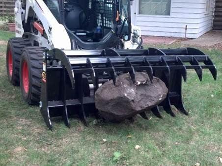 Quick Attach Grapple Rake 900316 / 900317 / 900318 | Skid Steer Grapple Rake, 60 to 84-Inch, Grade 100 Steel Teeth, 48-Inch Opening - Log Bear Works