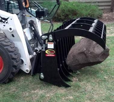 Quick Attach Grapple Rake 900316 / 900317 / 900318 | Skid Steer Grapple Rake, 60 to 84-Inch, Grade 100 Steel Teeth, 48-Inch Opening - Log Bear Works