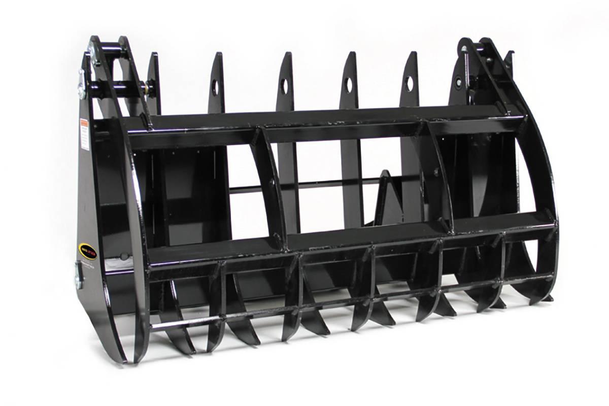 Quick Attach Grapple Rake 900316 / 900317 / 900318 | Skid Steer Grapple Rake, 60 to 84-Inch, Grade 100 Steel Teeth, 48-Inch Opening - Log Bear Works