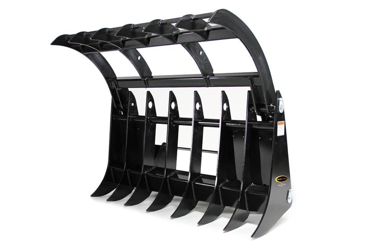 Quick Attach Grapple Rake 900316 / 900317 / 900318 | Skid Steer Grapple Rake, 60 to 84-Inch, Grade 100 Steel Teeth, 48-Inch Opening - Log Bear Works