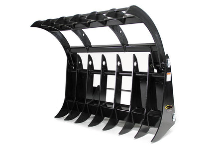 Quick Attach Grapple Rake 900316 / 900317 / 900318 | Skid Steer Grapple Rake, 60 to 84-Inch, Grade 100 Steel Teeth, 48-Inch Opening - Log Bear Works