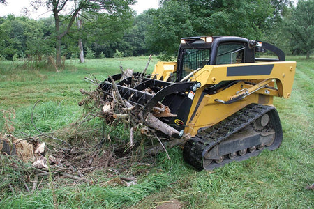 Quick Attach Grapple Rake 900316 / 900317 / 900318 | Skid Steer Grapple Rake, 60 to 84-Inch, Grade 100 Steel Teeth, 48-Inch Opening - Log Bear Works