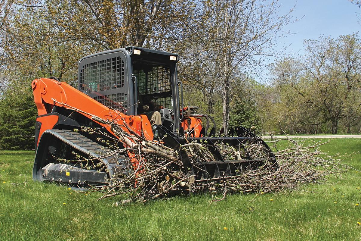 Quick Attach Grapple Rake 900316 / 900317 / 900318 | Skid Steer Grapple Rake, 60 to 84-Inch, Grade 100 Steel Teeth, 48-Inch Opening - Log Bear Works