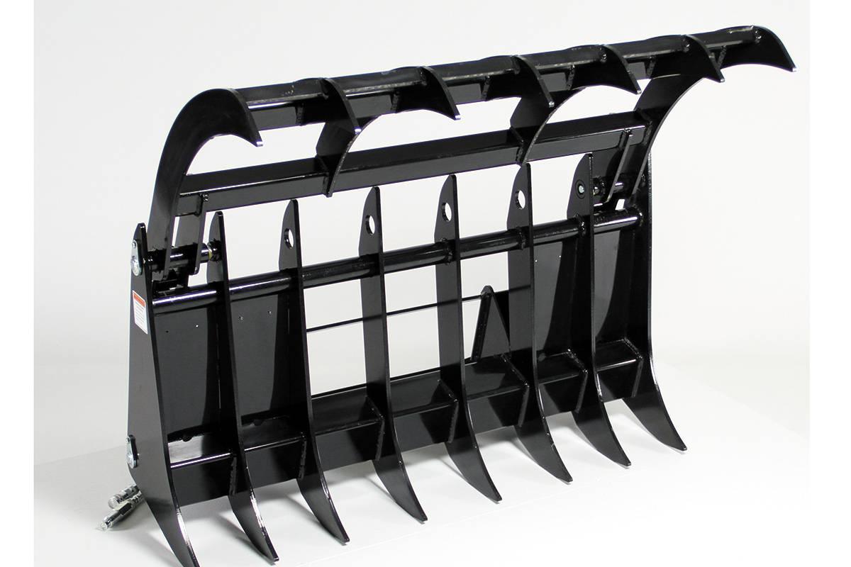 Quick Attach Grapple Rake 900316 / 900317 / 900318 | Skid Steer Grapple Rake, 60 to 84-Inch, Grade 100 Steel Teeth, 48-Inch Opening - Log Bear Works