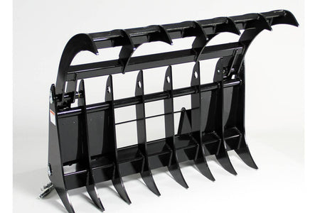 Quick Attach Grapple Rake 900316 / 900317 / 900318 | Skid Steer Grapple Rake, 60 to 84-Inch, Grade 100 Steel Teeth, 48-Inch Opening - Log Bear Works