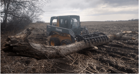 Quick Attach Grapple Rake 900316 / 900317 / 900318 | Skid Steer Grapple Rake, 60 to 84-Inch, Grade 100 Steel Teeth, 48-Inch Opening - Log Bear Works