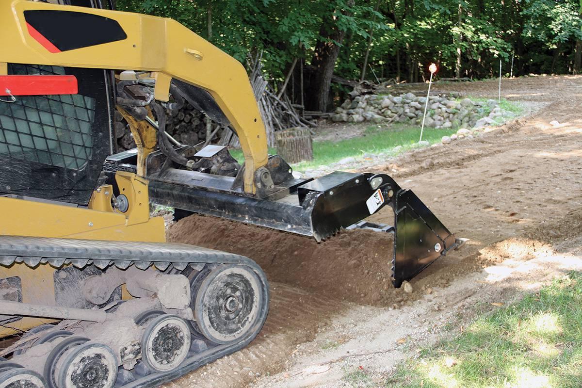 Quick Attach Quick Combo Bucket 900523 / 900525 / 900527 | 6-in-1 Industrial Skid Steer Bucket, 66 to 80-Inch, Grade 50 Steel - Log Bear Works